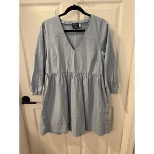 United by Blue Impact Womens Dress‎ Sz L Babydoll Organic Cotton Pockets Preppy